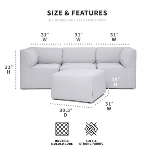 Big Joe  Patio 4-Piece Sectional Couch Light Gray