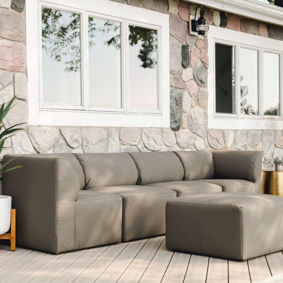 Big Joe  Patio 5-Piece Sectional Couch Castor Gray