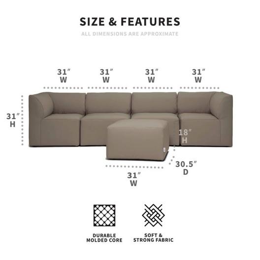 Big Joe  Patio 5-Piece Sectional Couch Castor Gray