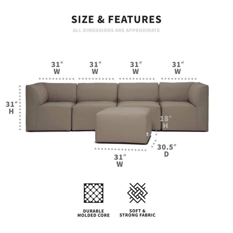 Big Joe  Patio 5-Piece Sectional Couch Castor Gray