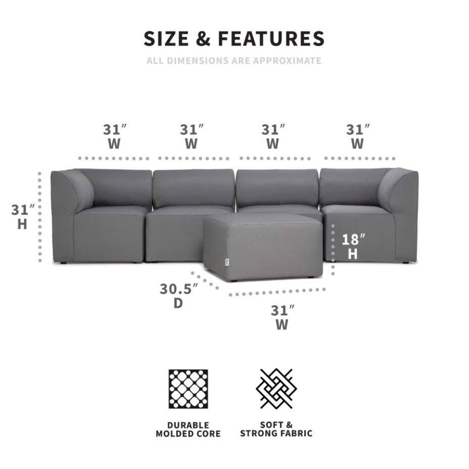 Big Joe  Patio 5-Piece Sectional Couch Granite