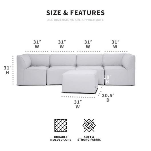 Big Joe  Patio 5-Piece Sectional Couch Light Gray