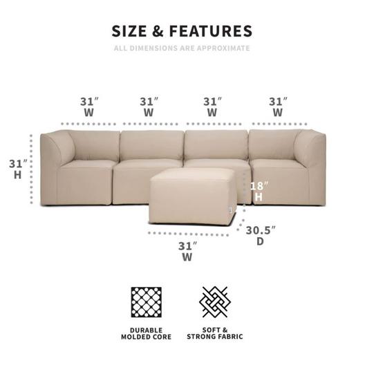 Big Joe  Patio 5-Piece Sectional Couch Terra Bask