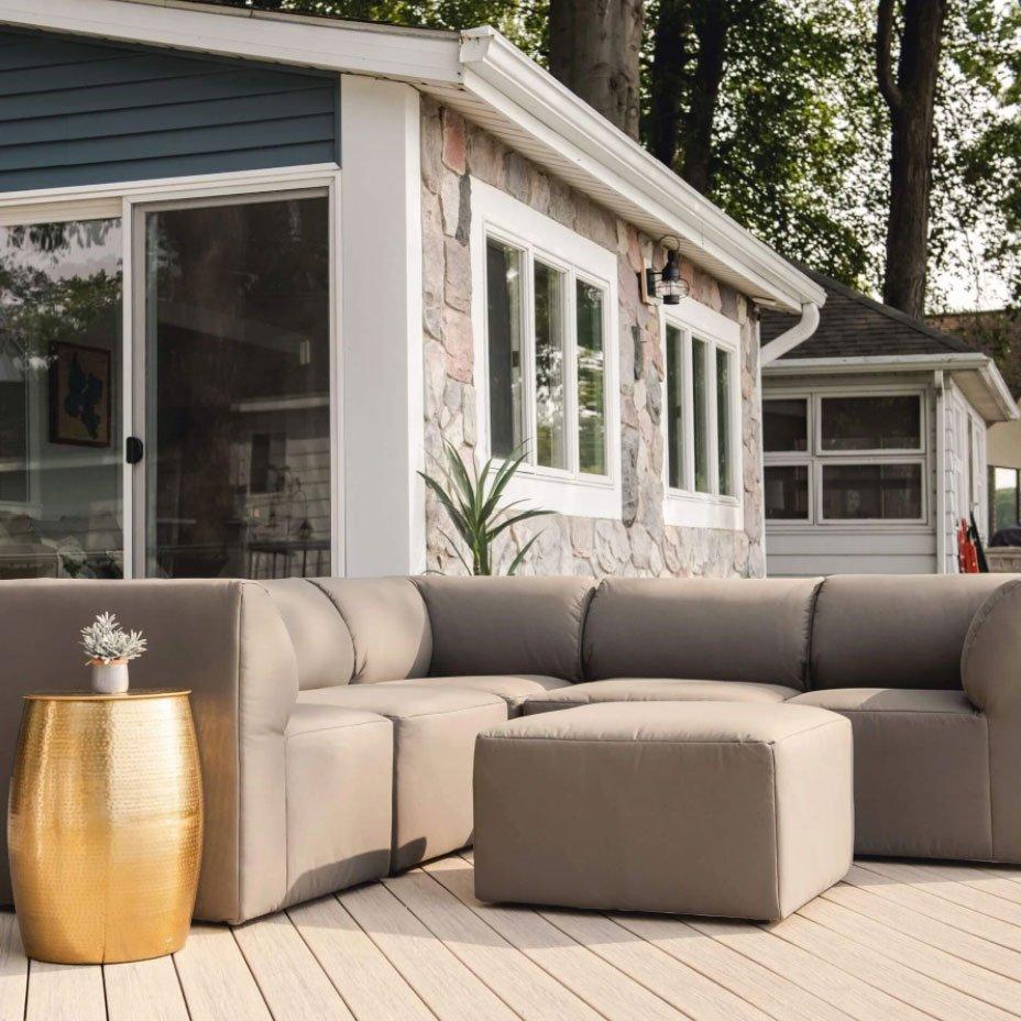 Big Joe  Patio 6-Piece Sectional Couch Castor Gray