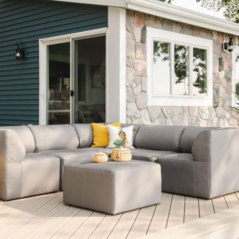 Big Joe  Patio 6-Piece Sectional Couch Granite