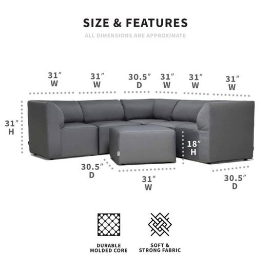 Big Joe  Patio 6-Piece Sectional Couch Granite