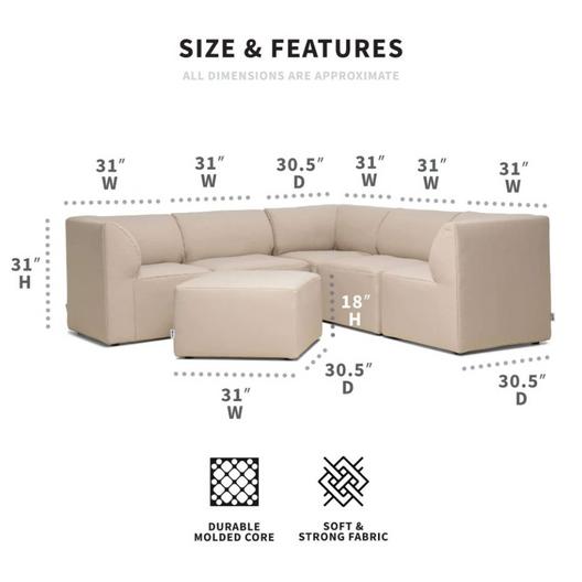 Big Joe  Patio 6-Piece Sectional Couch Terra Bask