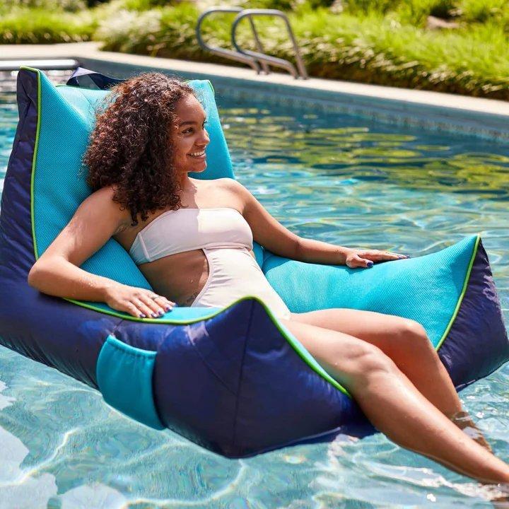 Big Joe  Captain's Pool Float Navy Aqua