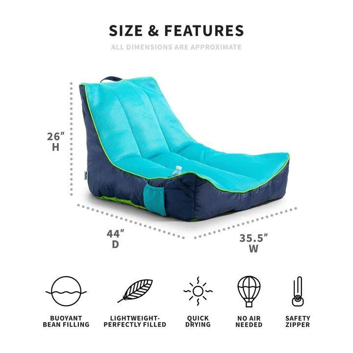 Big Joe  Captain's Pool Float Navy Aqua