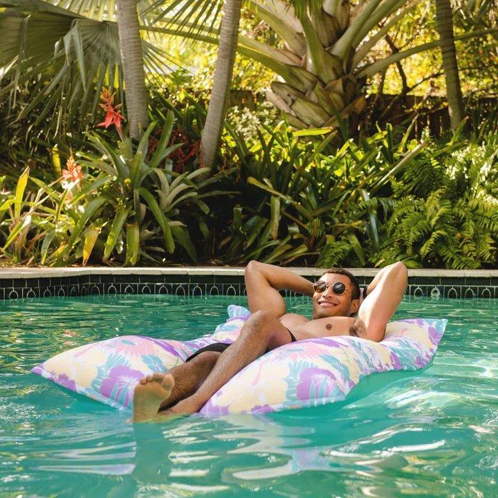 Lagoon Pool Lounger, Aqua Tropical Hibiscus