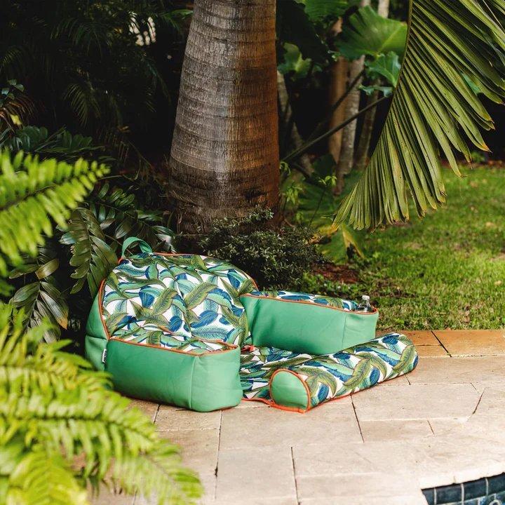 Big Joe  Lazy Pool Lounger Green Tropical Palm