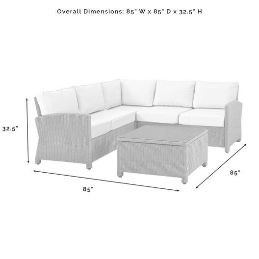 Crosley  Bradenton 4-Piece Outdoor Wicker Sectional Set Gray