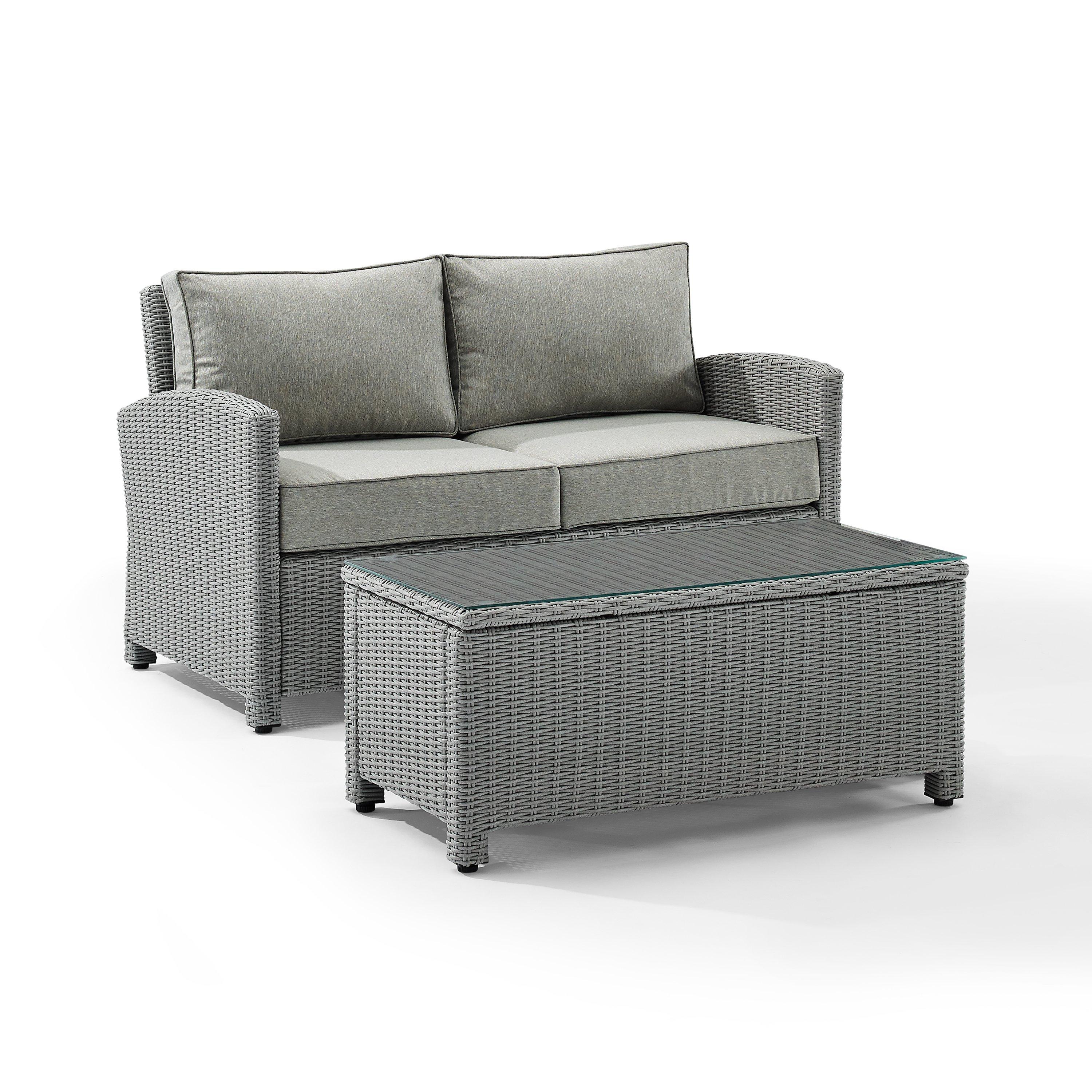 Crosley  Bradenton 2-Piece Outdoor Wicker Conversation Set Gray