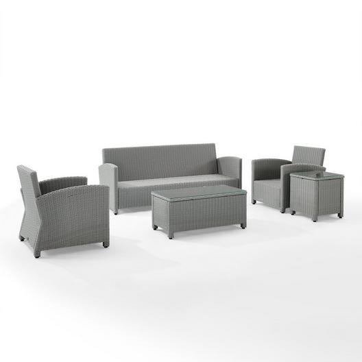 Crosley  Bradenton 5-Piece Outdoor Wicker Sofa Set Gray
