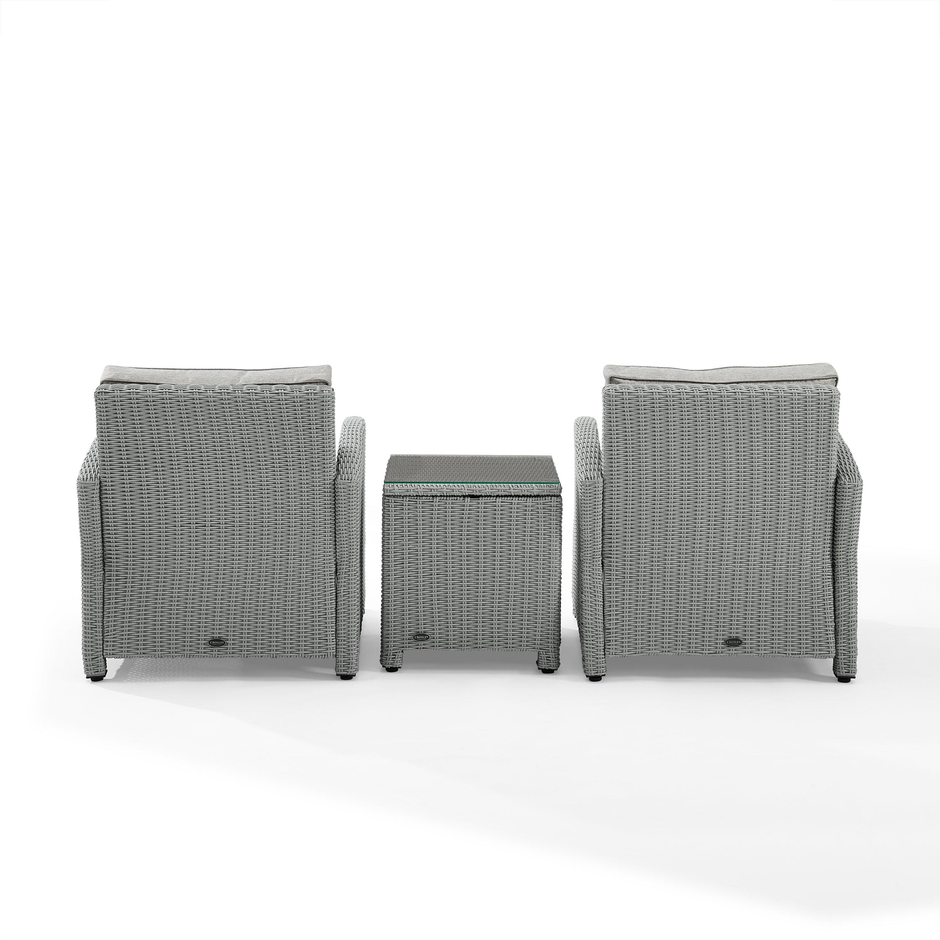 Crosley  Bradenton 3-Piece Outdoor Wicker Armchair Set Gray