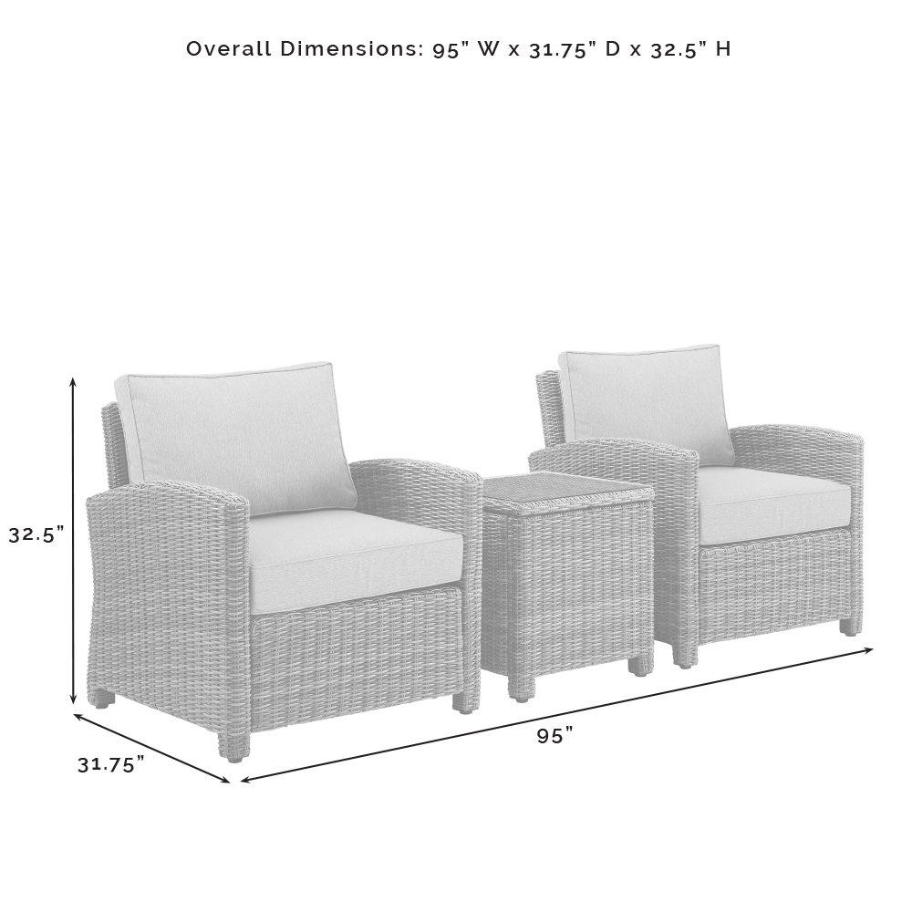 Crosley  Bradenton 3-Piece Outdoor Wicker Armchair Set Gray