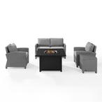 Crosley  Bradenton 5-Piece Wicker Sofa Set with Fire Table Gray
