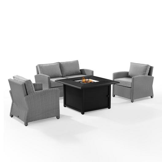 Bradenton 4-Piece Wicker Convers Set with Fire Table