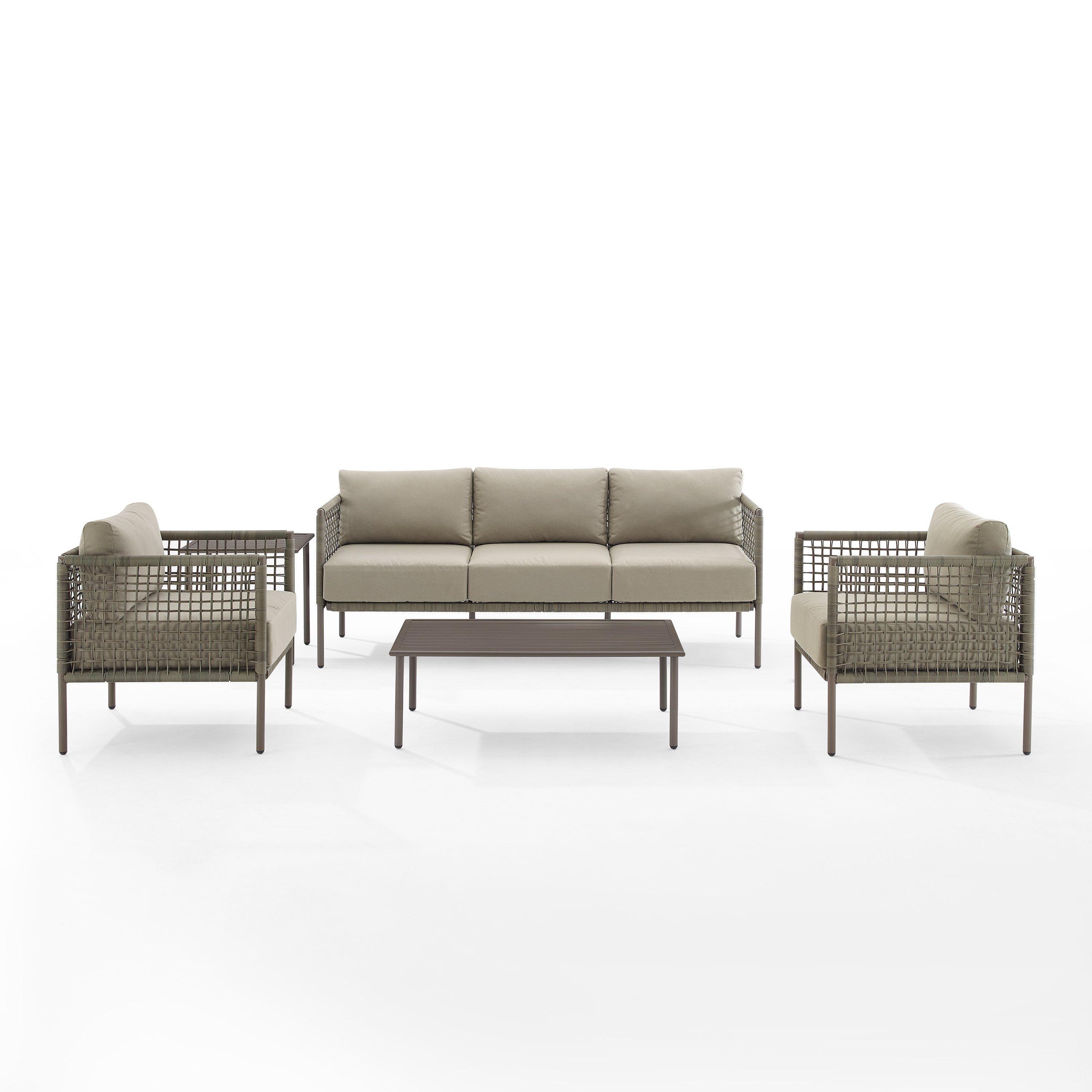 Crosley  KO70272LB-TE Cali Bay 5-Piece Taupe Wicker and Metal Sofa Set