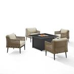 Crosley  Southwick 5-Piece Outdoor Wicker Conversation Set with Fire Table