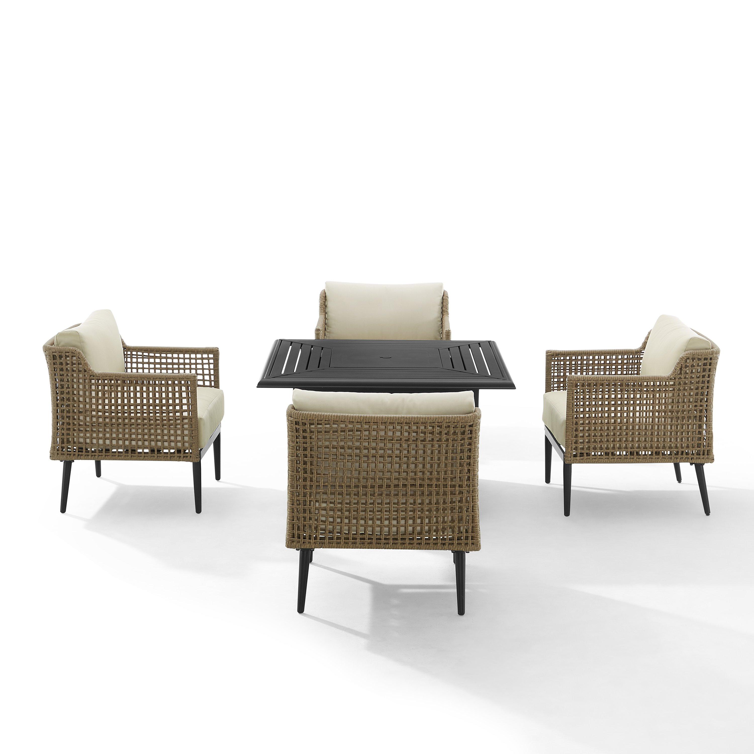 Crosley  Southwick 5-Piece Outdoor Wicker Conversation Set with Fire Table