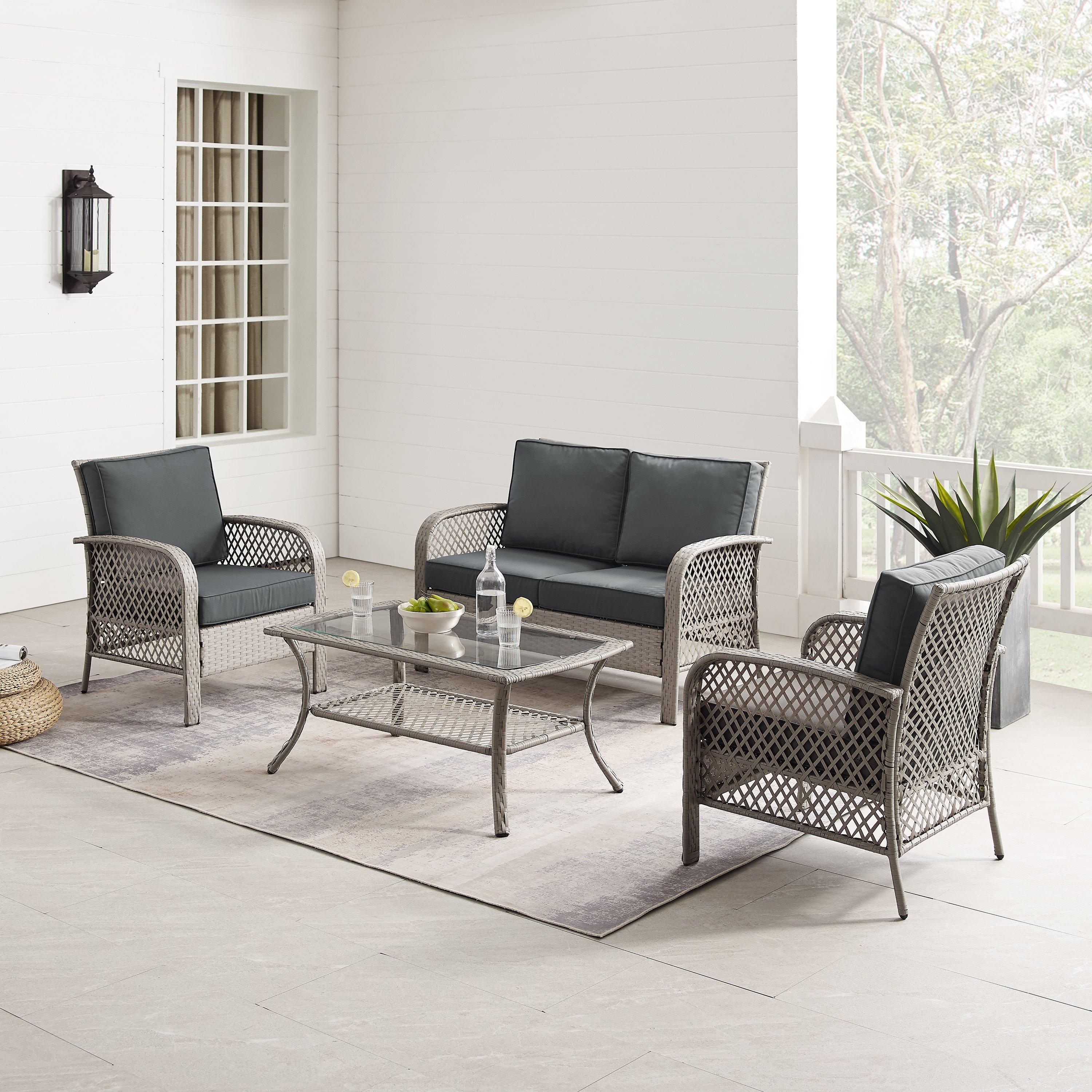 Crosley  Tribeca 4-Piece Outdoor Wicker Conversation Set Charcoal