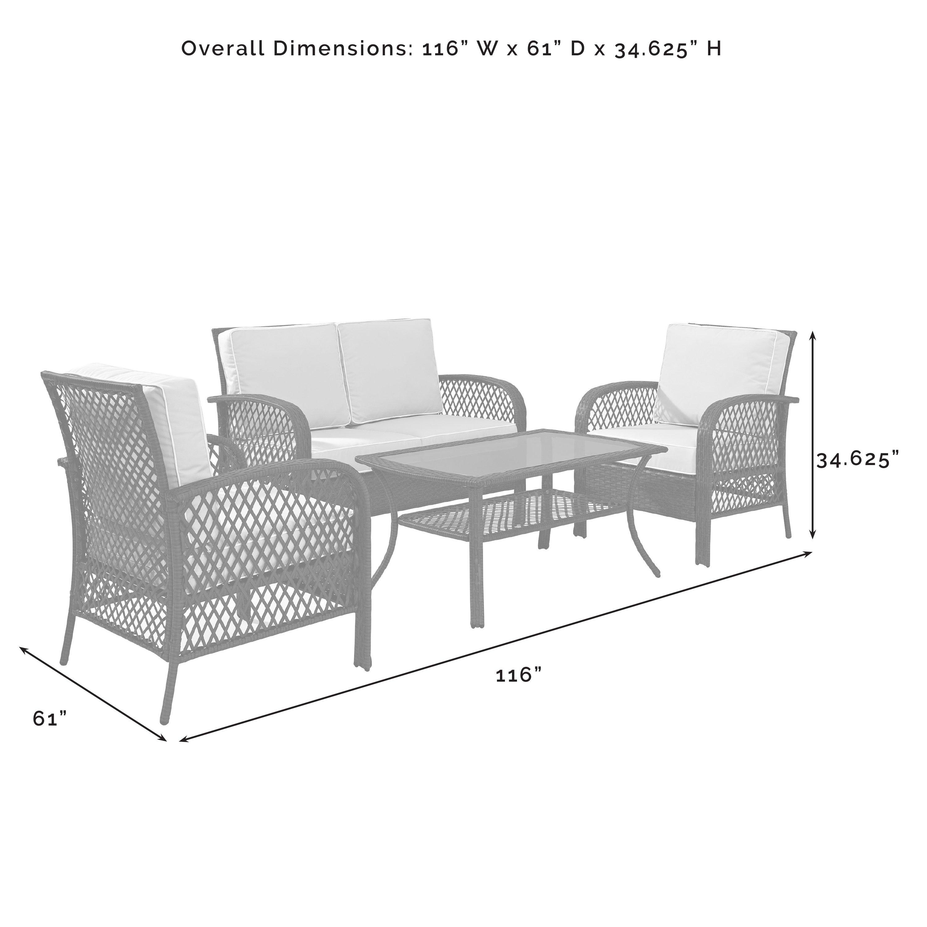 Crosley  Tribeca 4-Piece Outdoor Wicker Conversation Set Charcoal