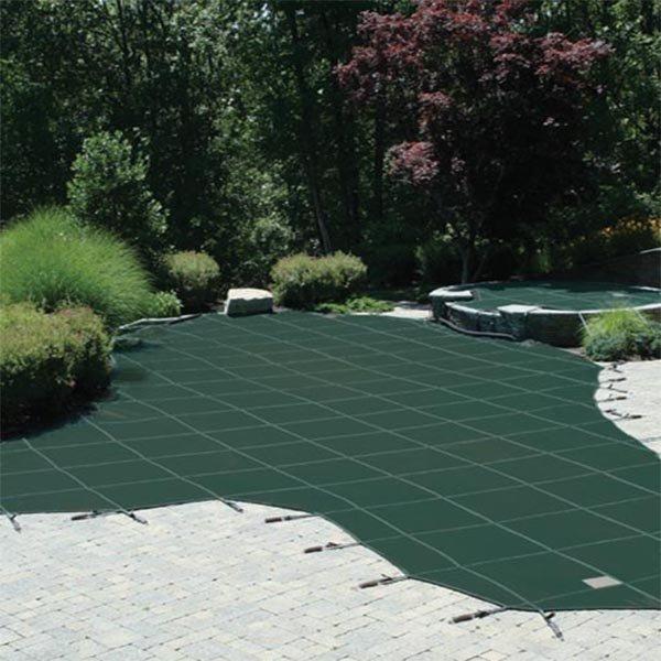 Meyco  Meyco Mesh Safety Cover 20x40 ft Rectangle with 4x8 Center Step Green