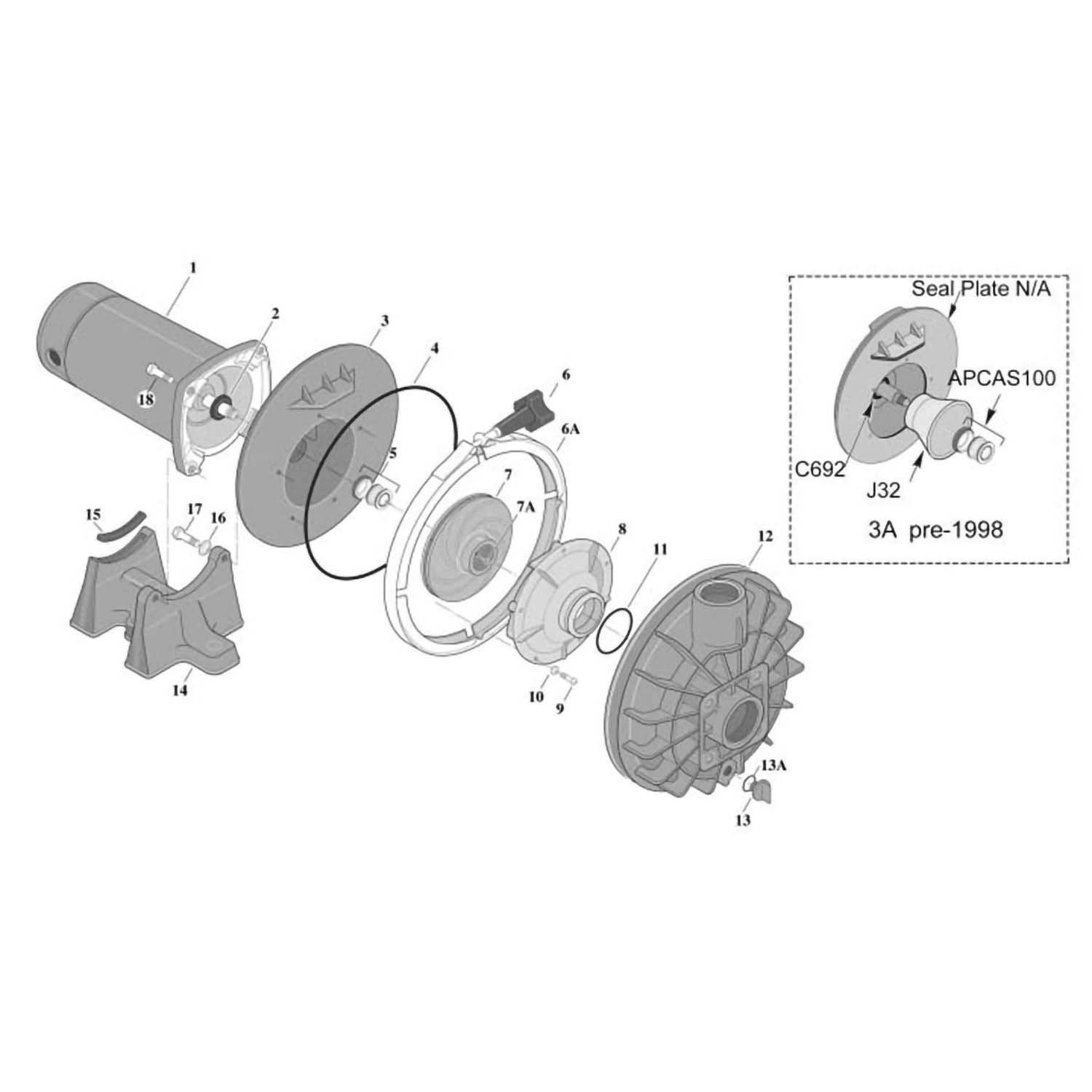 Sta-Rite Max-E-Glas  Dura-Glas Pump Part Schematic