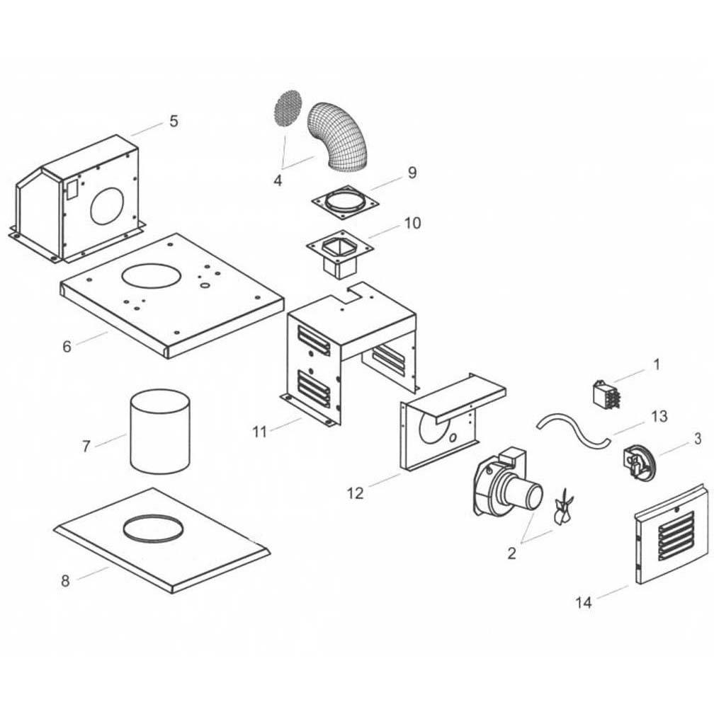 Raypak Heater D2 Heater Power Vent D2 Heater Power Vent for Models 185-405 Part Schematic