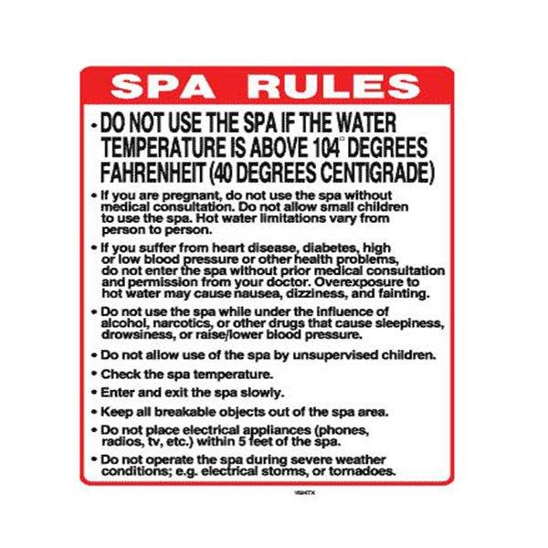 TX Spa Rules 18 inch X 24 inch