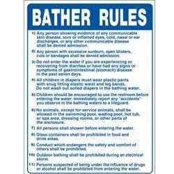 National Stock Sign  NJ Bathers Rules Pool Sign