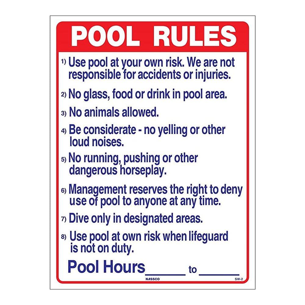 National Stock Sign  SW-2 Pool Rules Sign