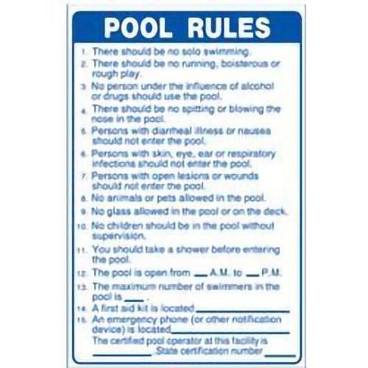 National Stock Sign  SC Pool Rules 24 inch X 36 inch