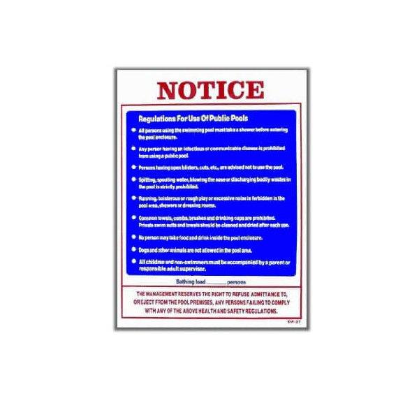 Blue Devil  Regulations for use of Public Pools Sign