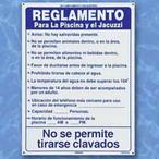 National Stock Sign  Pool Regulations Spanish 18 inch X 24 inch