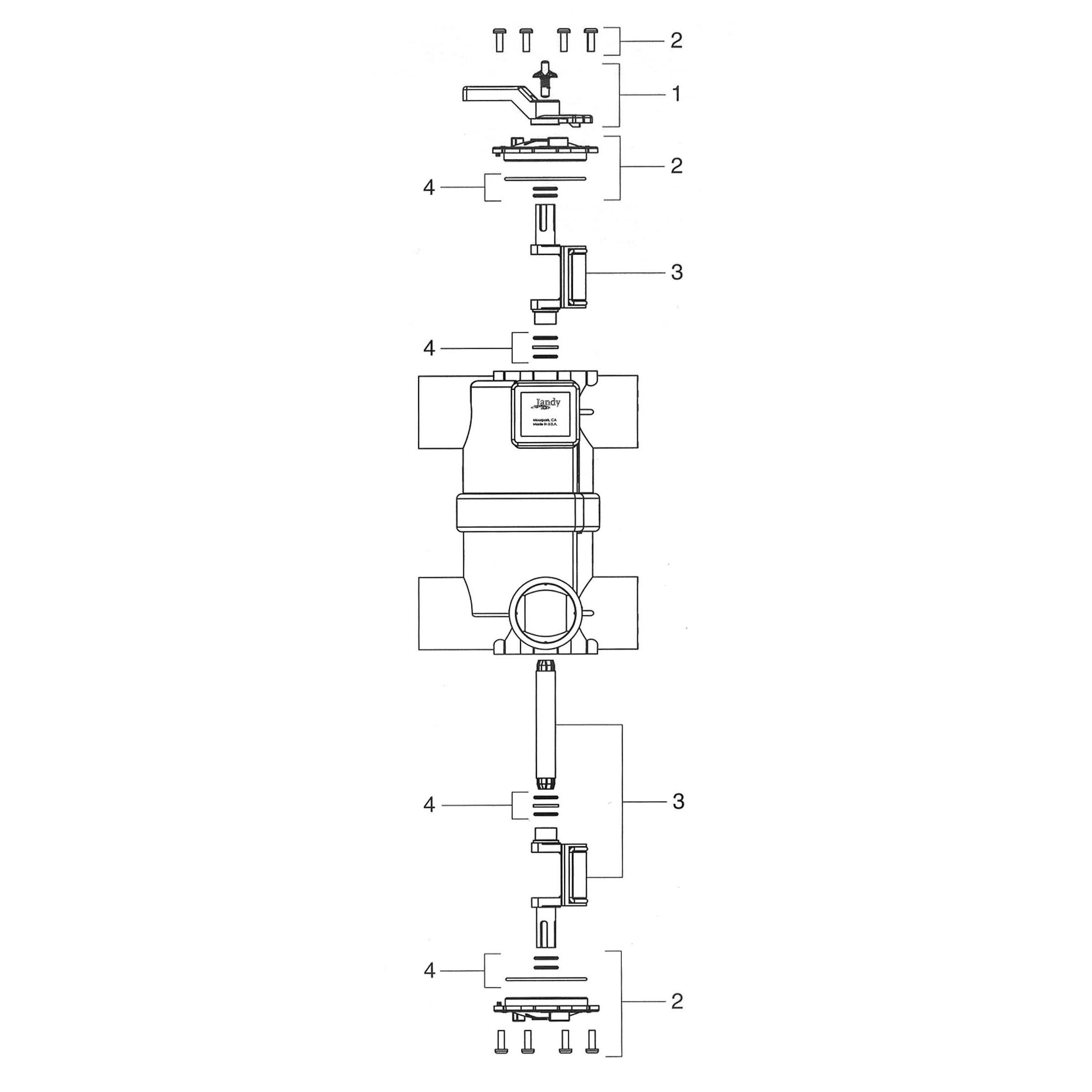 Jandy Multiport Backwash Valve NeverLube Valve Models: 8034 & 8034J Part List