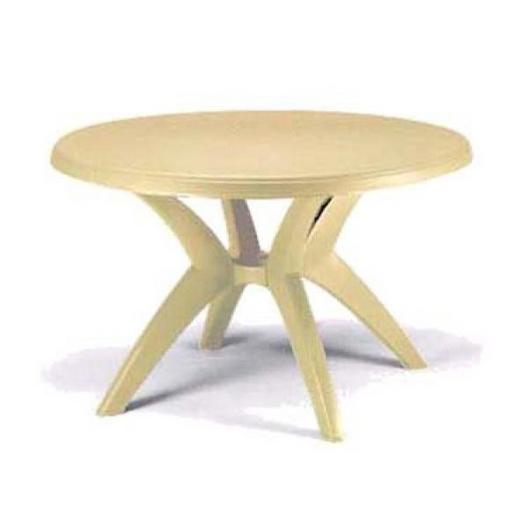 GROSFILLEX  Ibiza 46-in Round Resin Table  Sandstone