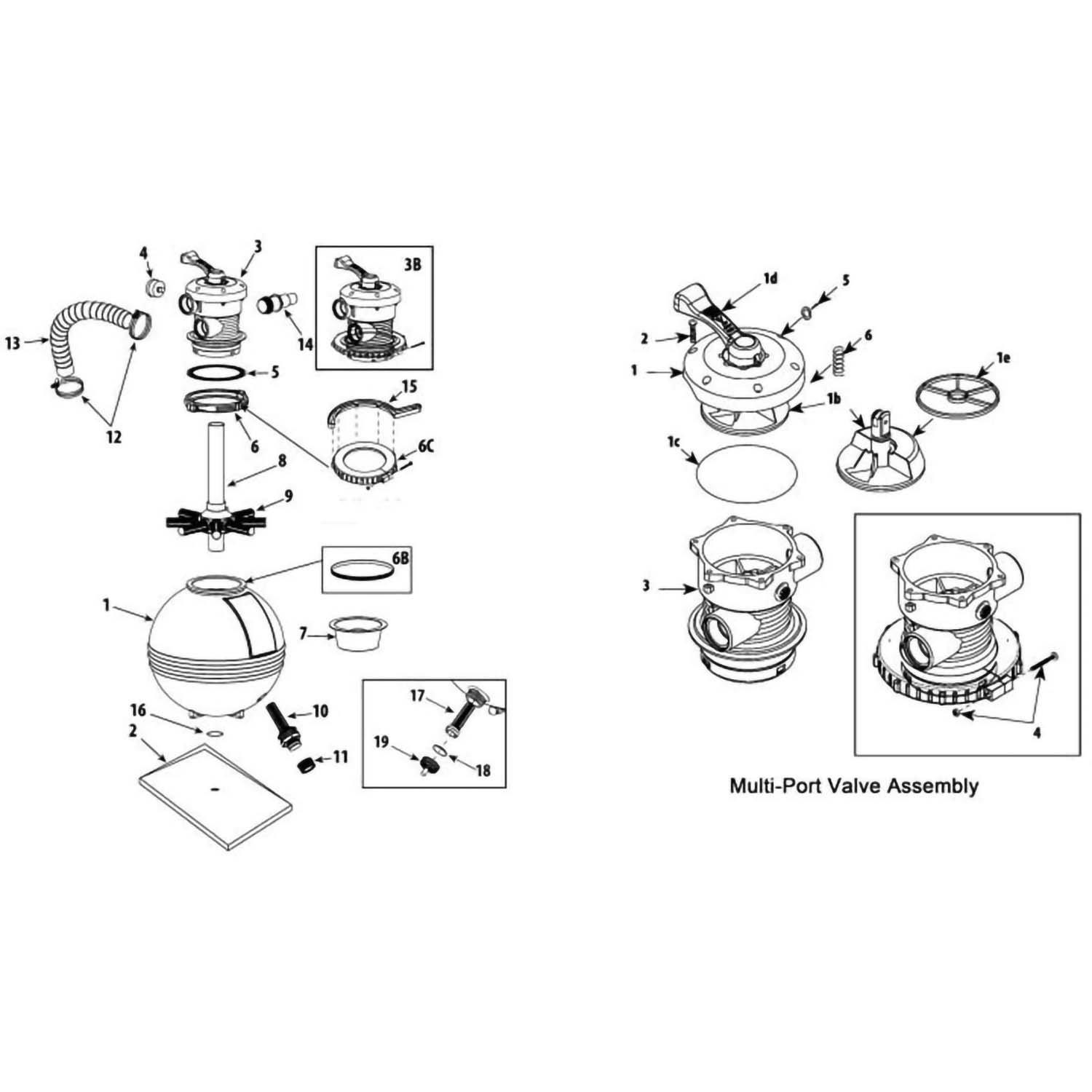 Waterway TWM Pool Sand Filter Parts