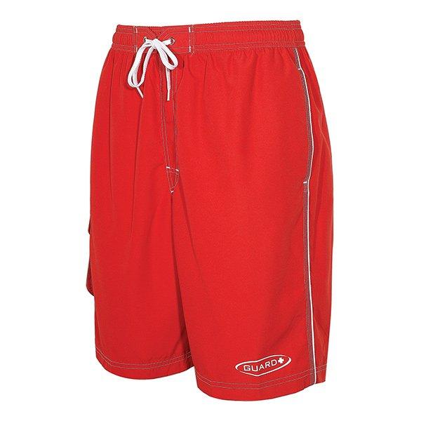 Men's Red Long Lifeguard Shorts Size Small In The Swim