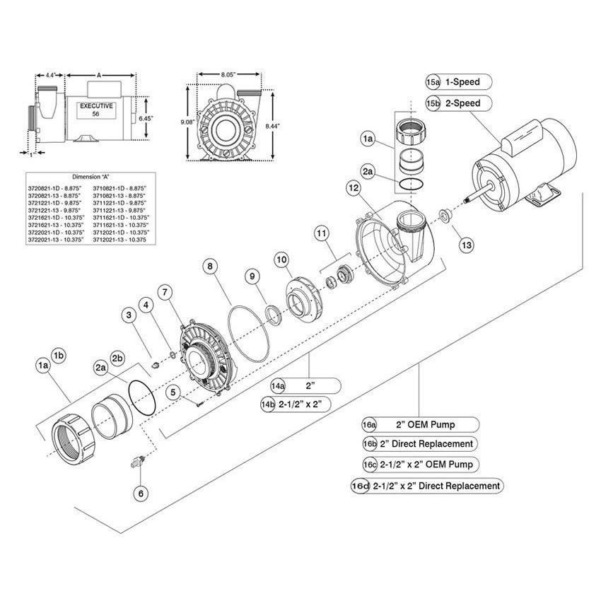 Waterway Executive 56 Pool Pump Parts