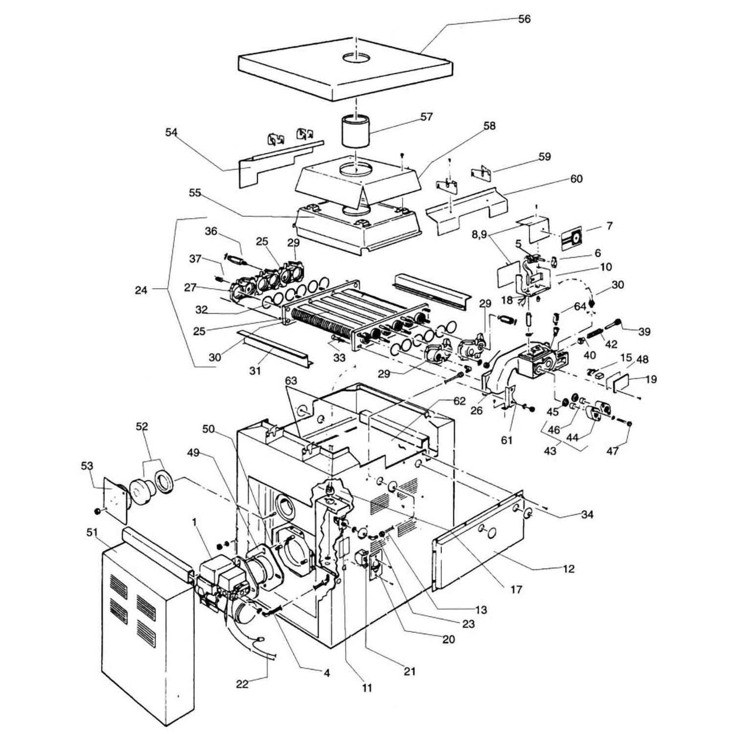 Jandy Heater XL-3 Oil Fired Part List