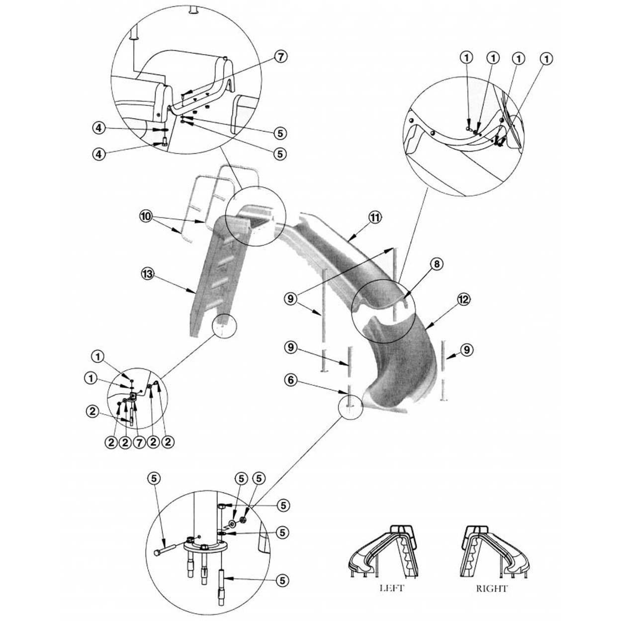 Inter-Fab White Water Slide Part List
