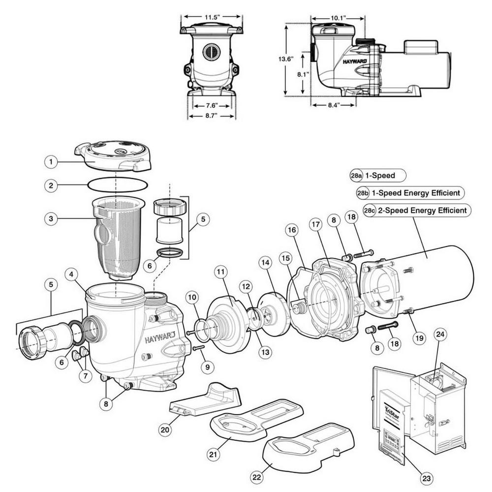 Hayward TriStar Waterfall Pump SP3600 Series Pump Parts