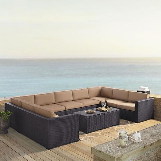 Crosley  Biscayne Mist 7-Piece Wicker Set with Four Loveseats One Armless Chair and Two Coffee Tables