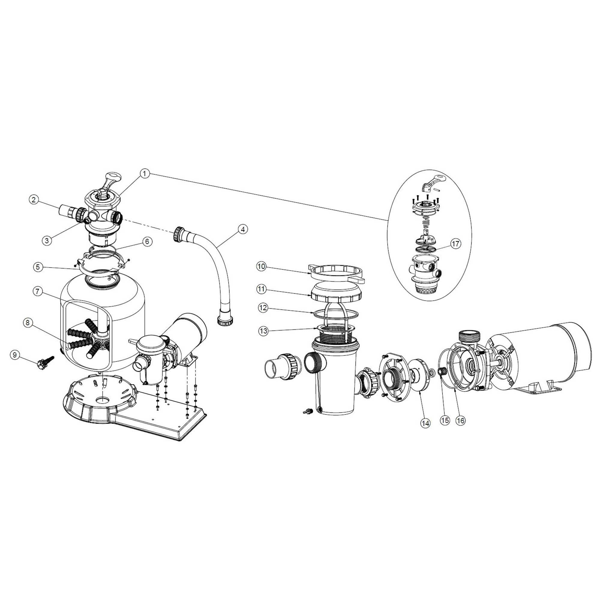 Protege RPSFP Above Ground Pool Sand Filter Pump System Parts