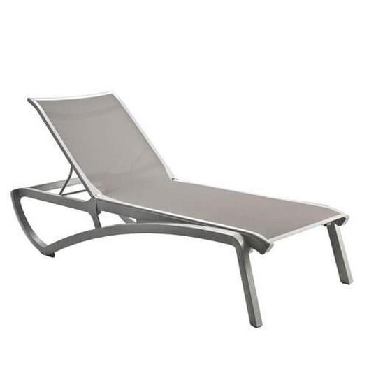 Chaise Lounge Solid Gray Sling on Platinum Gray Frame