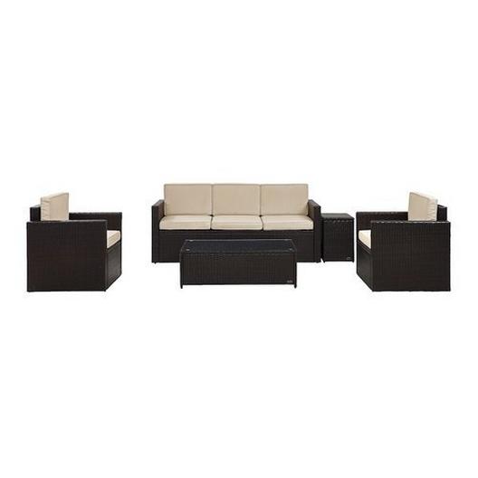 Crosley  Palm Harbor 5-Piece Wicker Set with Sofa Two Armchairs Side Table and Coffee Table