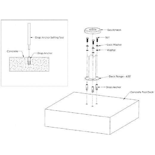 Inter-Fab  Designer Series Deck Top Mounted Deck to Deck Return Stair Rail Flanged