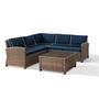 Bradenton 4-Piece Wicker Sectional Set with Two Loveseats, One Corner Chair and Glass Top Table